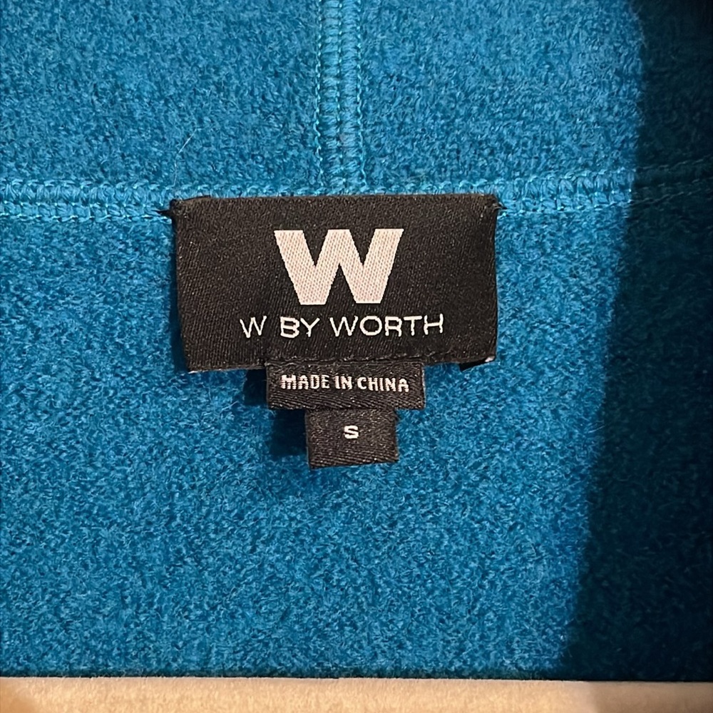 W by Worth Wool Open Front Waterfall Blue Cardigan Sweater Women’s Size Small - Picture 3 of 8